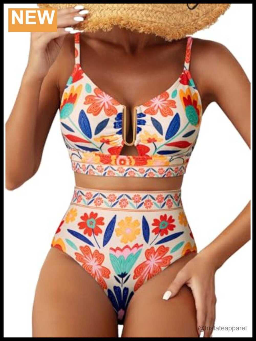 U Wire Push Up High Waisted Floral Print Bikini Set 2 Piece